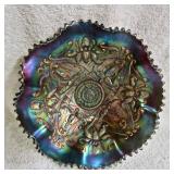 Blue Carnival Glass Bowl