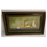 Oil On Board of Steamship