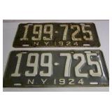 Pair of 1924 NY License Plates