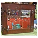 Large Oak Hall Mirror w/ hooks