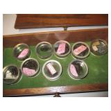 Oak fly tying box loaded with hooks & etc.