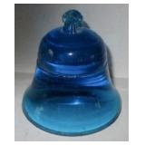 blue glass bell paperweight