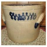 blue decorated crock