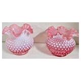 Pair of Pink hobnail Vases