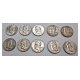 10 Ben Franklin Half Dollars