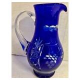 Blue Pitcher w/ Applied Handle