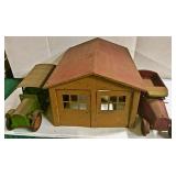 Large Pressed Steel Garage & Trucks