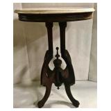 Oval Walnut Marble Top Stand