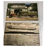 Fire Truck & Zeppelin Postcards