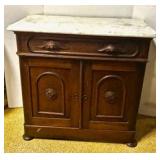 Marble Top Washstand-Carved Pulls