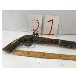 Kentucky percussion pistol w/silver inlays - Circa 1830-1850