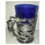 Art Deco Nude Handle Blue Glass