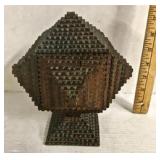 Tramp Art Box on Pedestal