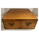 Two Drawer Oak file Box