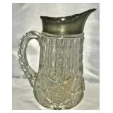 Cut Glass Pitcher w/ Silver Spout