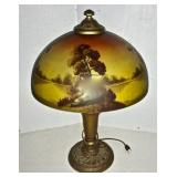 Reverse Painted Lamp- signed base "BK"