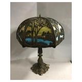 Large Slag Glass Lamp