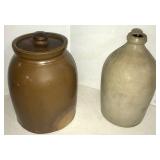 Stoneware Jug & Covered Jar