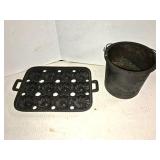Cast Iron mold & Small Iron Bucket