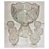 Cut Glass Punch Bowl Set