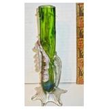 Art Glass Bud Vase w/ Applied Flowers
