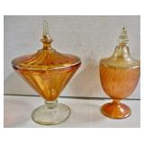 Carnival Glass Covered Jars