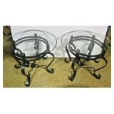 Pair of Wrought Iron End Tables