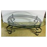 Oval Glass Top Wrought Iron Table