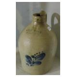 W. Troy NY Jug w/ Blue Decoration