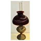 Oil Lamp w/ Red shade