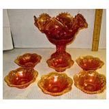 Pedestal Bowl w/ 6 Dishes