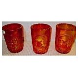Set of 3 Carnival glass Tumblers