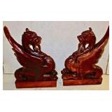 Carved Wooden Griffins 