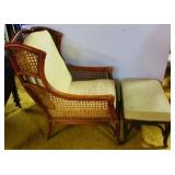 Ratan Recling Chair & Stool