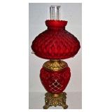 Red Satin Glass GWTW Lamp