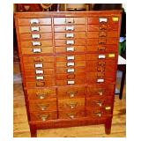 39 Drawer Oak 3 Section File Cabinet
