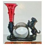 Figural Dog Napkin Ring w/ Small Vase