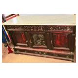 Walnut Marble Top Sideboard 