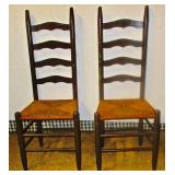 Pair of Ladder Back Chairs w/ Rush Seats