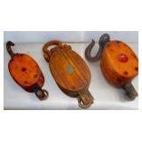 3 Antique Pullies