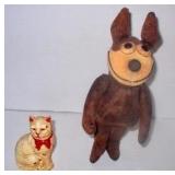Cast Iron Bank & Stuffed Mouse