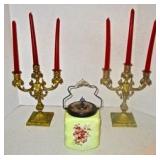 Candle Holders & Cracker Jar