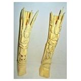 Asian Bone Carved Totem Poles