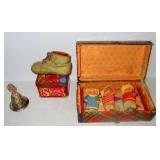 Tin Box, Baby Shoe, Paper Dolls, Box