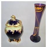 GoldLeaf Vase & Cracker Jar