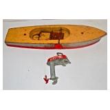 Wooden Boat & Wind Up Motor