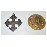 1860 Cross. Button w/ Stone