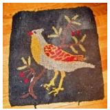 Small Hooked Rug w/ Bird