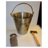 Stainless Steel Bucket & Ax