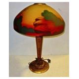 Signed Miller Reverse Painted Lamp